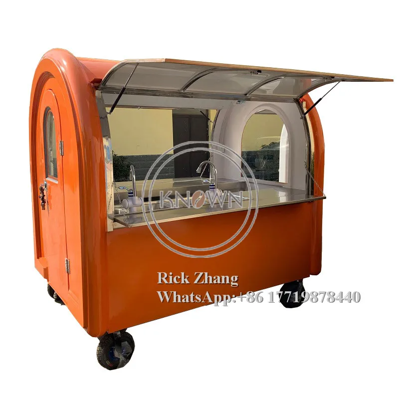 New Arrive Hot Sale KN-220EB Model Moblie Street Push Food cart/ Truck With Sliding Window And canopy/awning