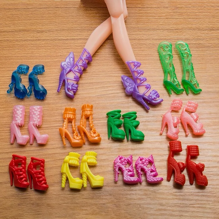 10/20Pairs Doll Shoes High Heel Shoes Doll Boots Flat Shoes Set for 11.5 Inch/30cm Dolls Different Assorted Colors Fashion Shoes