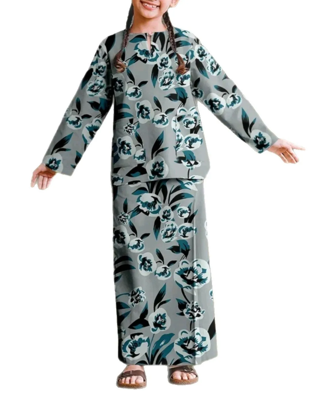 

Traditional Southeast Asian Baju Kurung Kids Children's Buddy Set Ethnic Clothing Stage Performance Female Children's Outfits