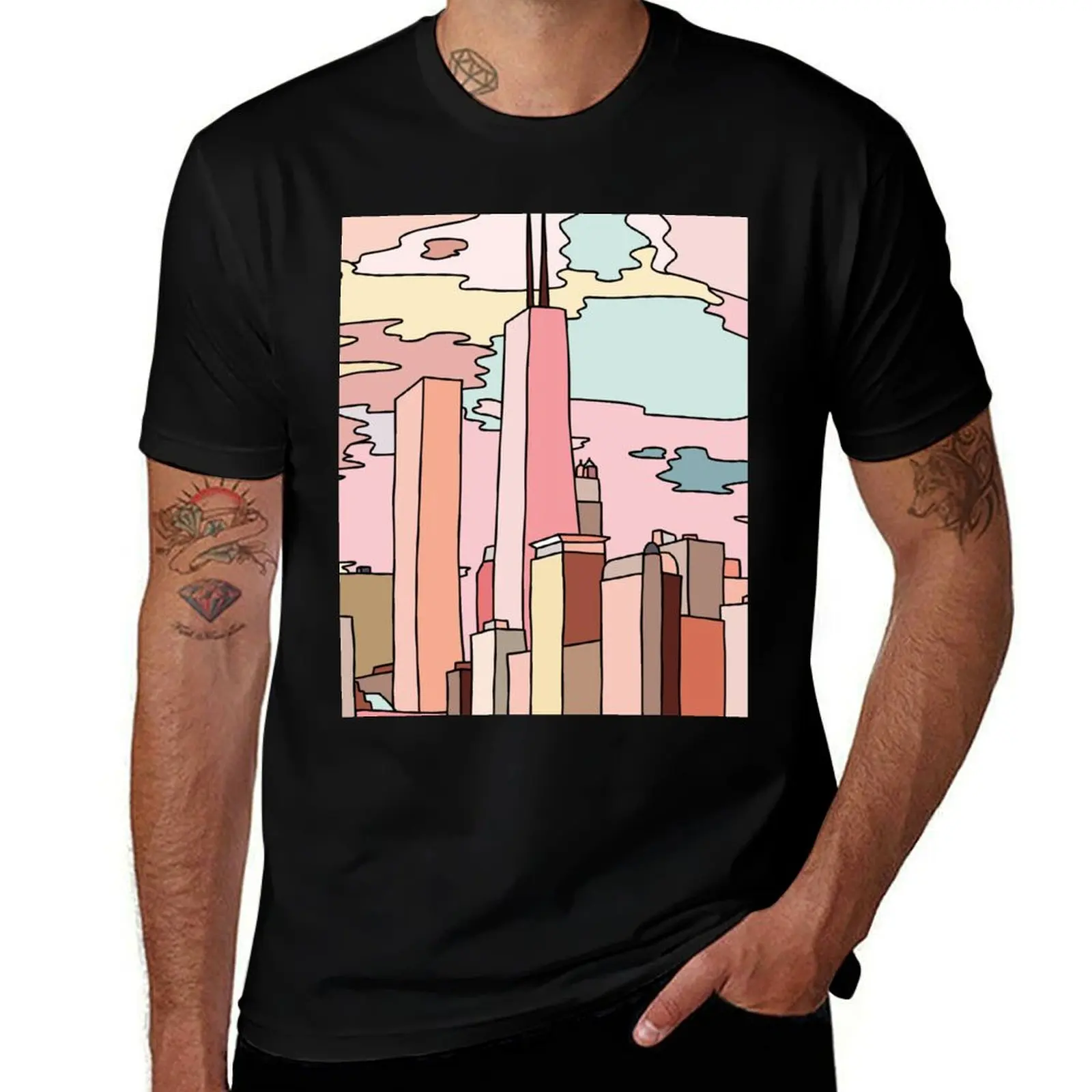 Chicago sunset by Sasa Elebea T-Shirt Lightweight Gym Training T-Shirt