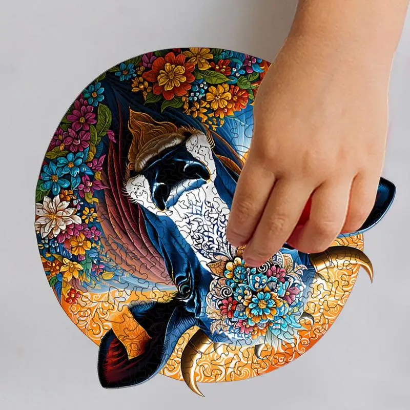 Wooden Animal Puzzle Round 3D Jigsaw Puzzles Toy Safe And Gentle Entertainment Tool For Outdoors Home School And Travel