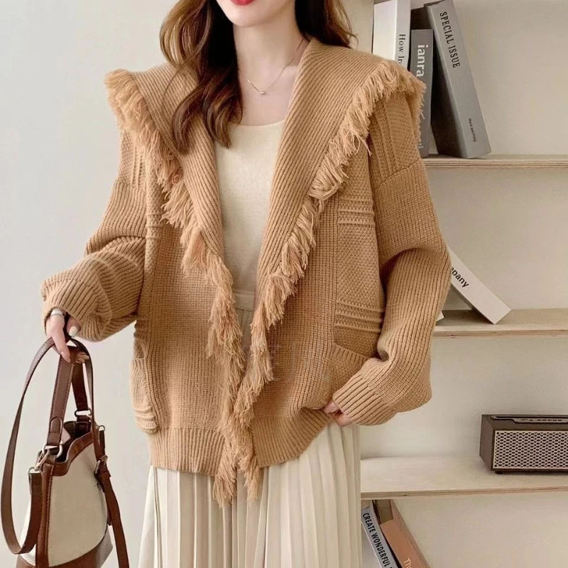 

2023 New Women's Clothing Sweater Korean Fashion Sweet Cute Ladies Shawl Tassel Fringed Knitted Cardigans Femme