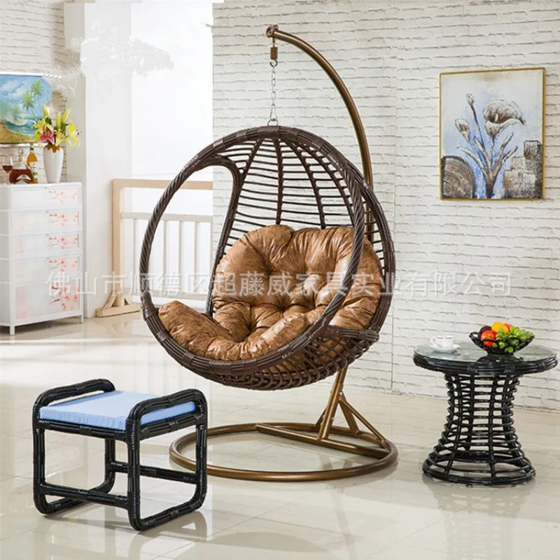

Rattan Single Swing Hanging Chair Hanging Basket Balcony Bird's Nest Lazy Hammock Cradle Chair Bedroom Living Room Deckchair