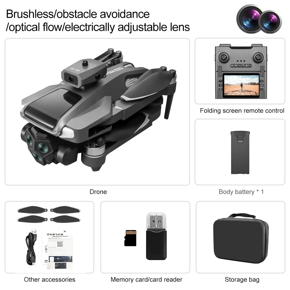 New M66 Triple Battery Brushless Drone with Screen Remote – Gesture Control, Zoom Photography, Smart Obstacle Avoidance image 3