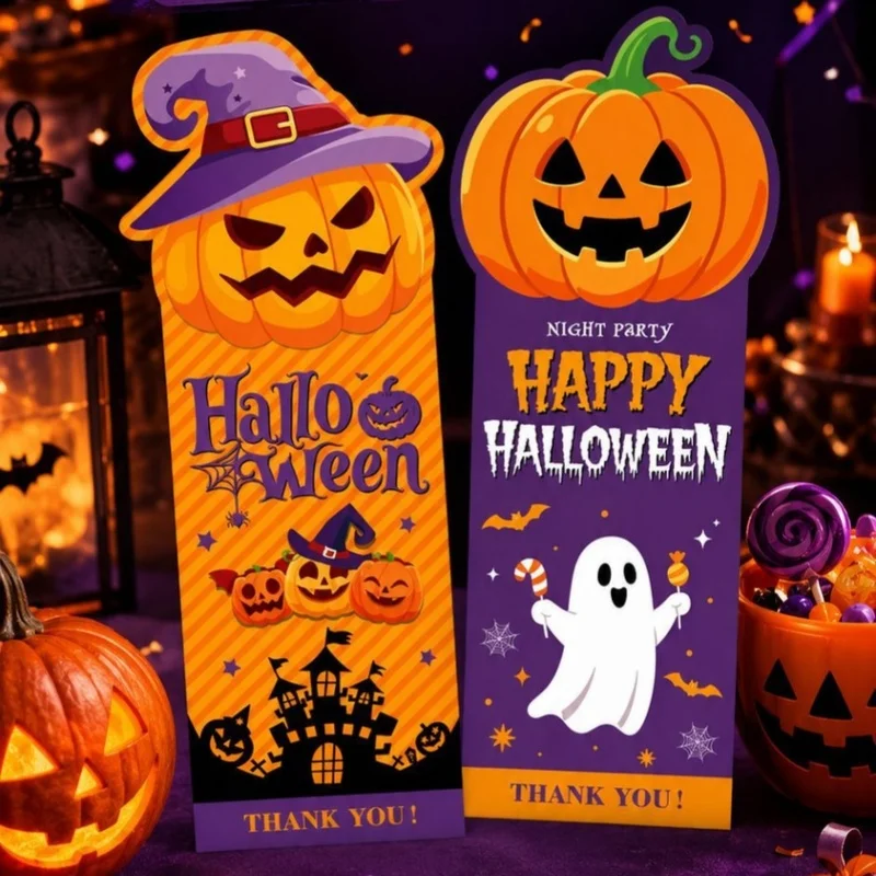 50pcs/set Halloween Sealing Stickers Pumpkin Witch Hat Ghost Thanks Label Gift Box Candy Package Decor Sticker Party Supplies view 2