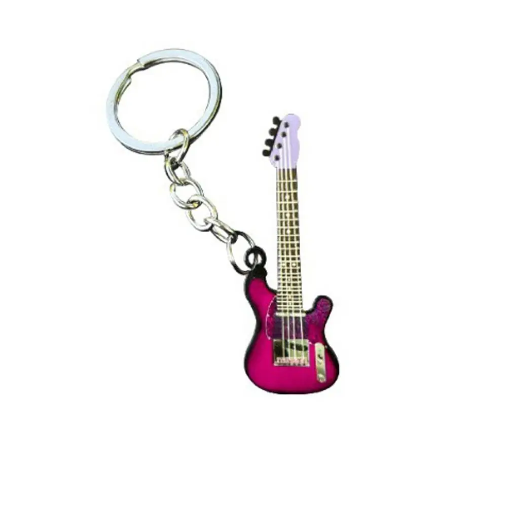 1Pc New Creative Guitar Keychain Stainless Steel Bass Keyring Bag Pendant Car Key Ring Accessories Music Lovers Gift