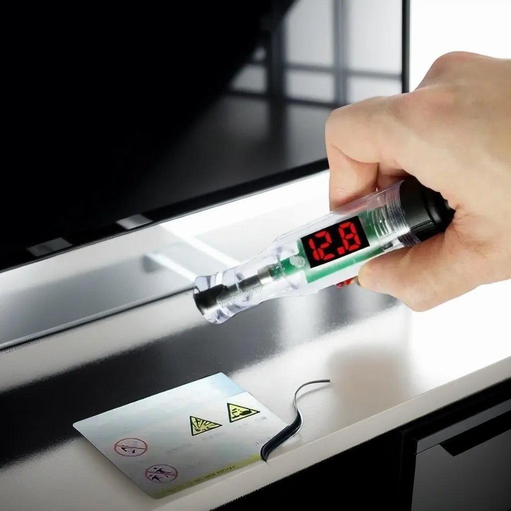 جهاز قياس جهد السيارة بتيار مستمر 6 فولت/12 فولت/24 فولت - قلم مسبار طويل بشاشة رقمية لتشخيص الدائرة التلقائية (أداة إصلاح)