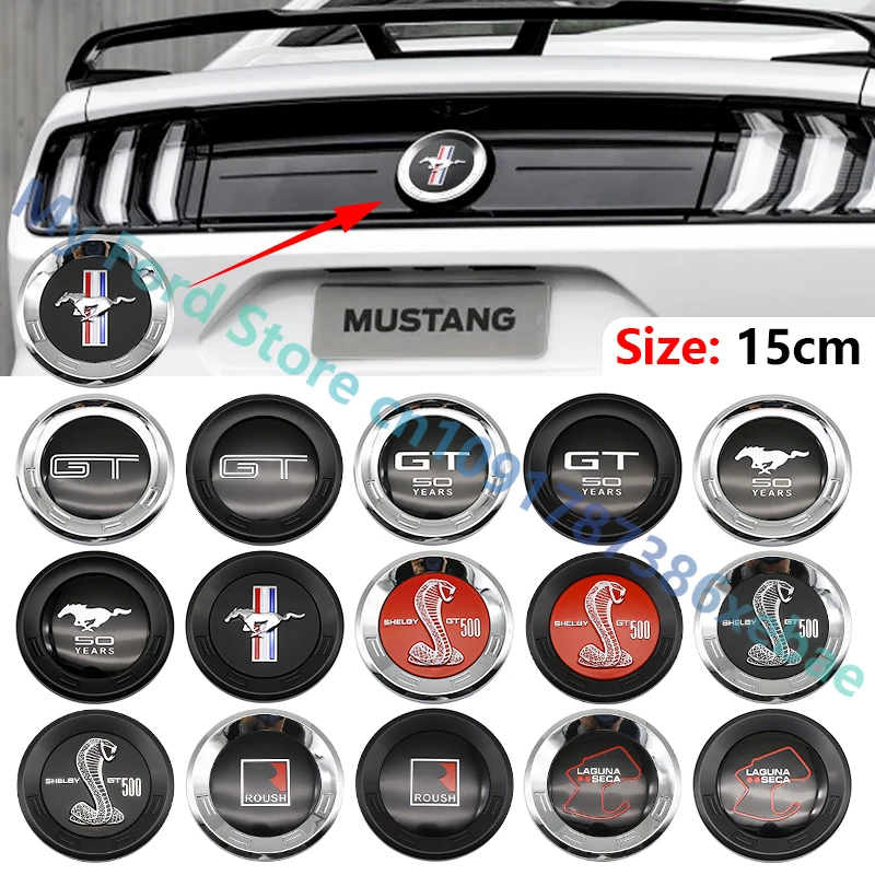 150mm ABS car trunk emblem sticker high quality for Mustang 5.0 ROUSH SHELBY GT 500 Cobra LAGUNA SECA trunk personalized styling