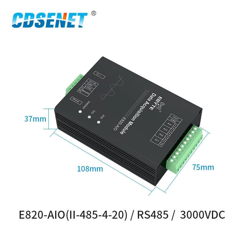 E820-AIO(II-485-4-20) RS485 Analog Signal Acquisition Module Modbus RTU 4-20mA 4 Channel Wireless Data Transceiver RF Module