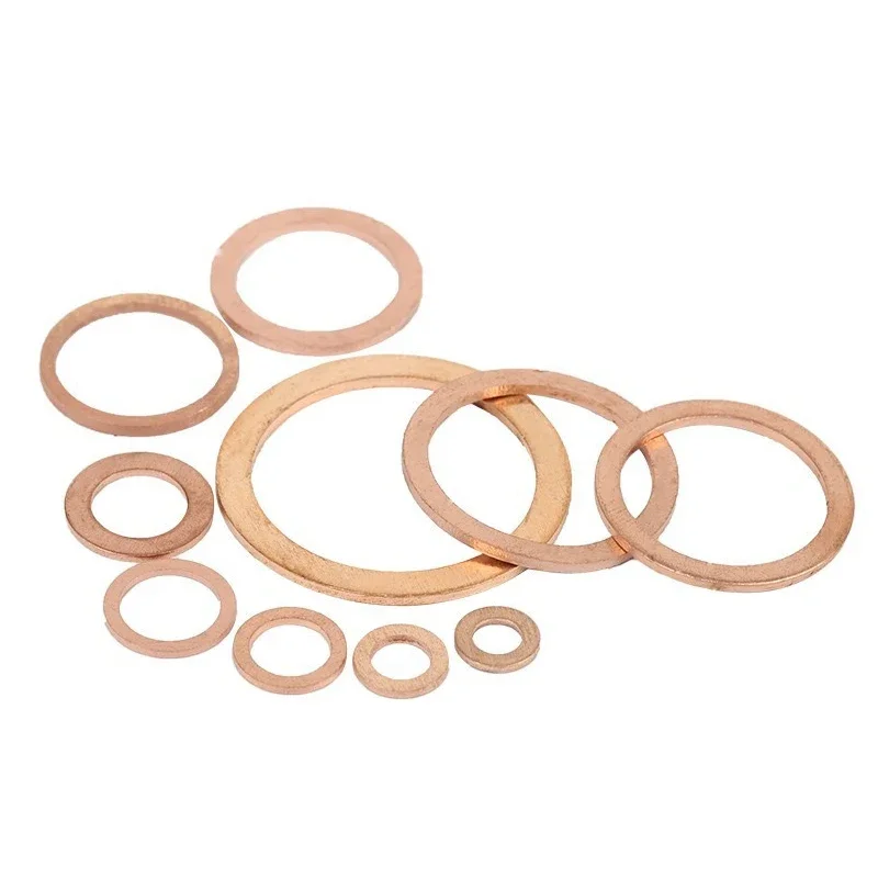 M5 M6 M8 M10 M12 M14 M16 M18 M20 M22 M24 Red Copper Flat Oil Seal Washer Ring Seal Oring Sump Plug Oil Fittings Gasket