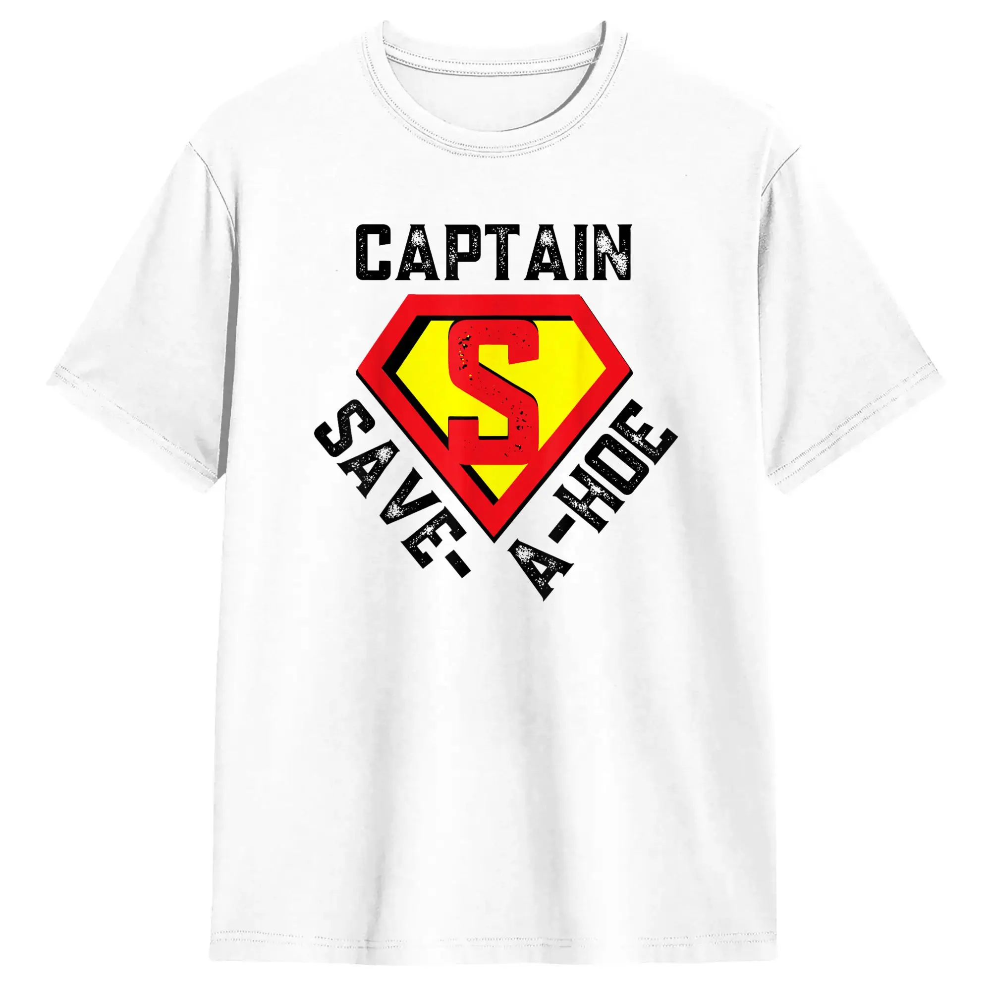 Harajuku T-Shirt Captain Save a Hoe  Cotton T Shirts  Hip Hop Tee Shirt for Men Beach Y2K Fun Print Short Sleeve Clothes