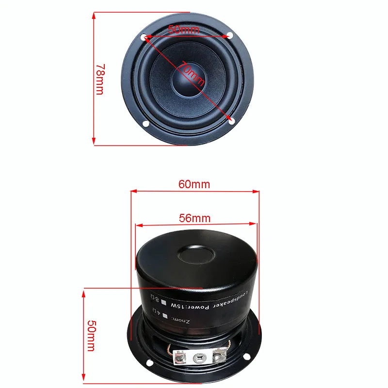 2.5 Inch Speakers Portable Bluetooth 15W 4Ohm 8Ohm Full Range Hifi Speaker DIY For Home Theater 1PC