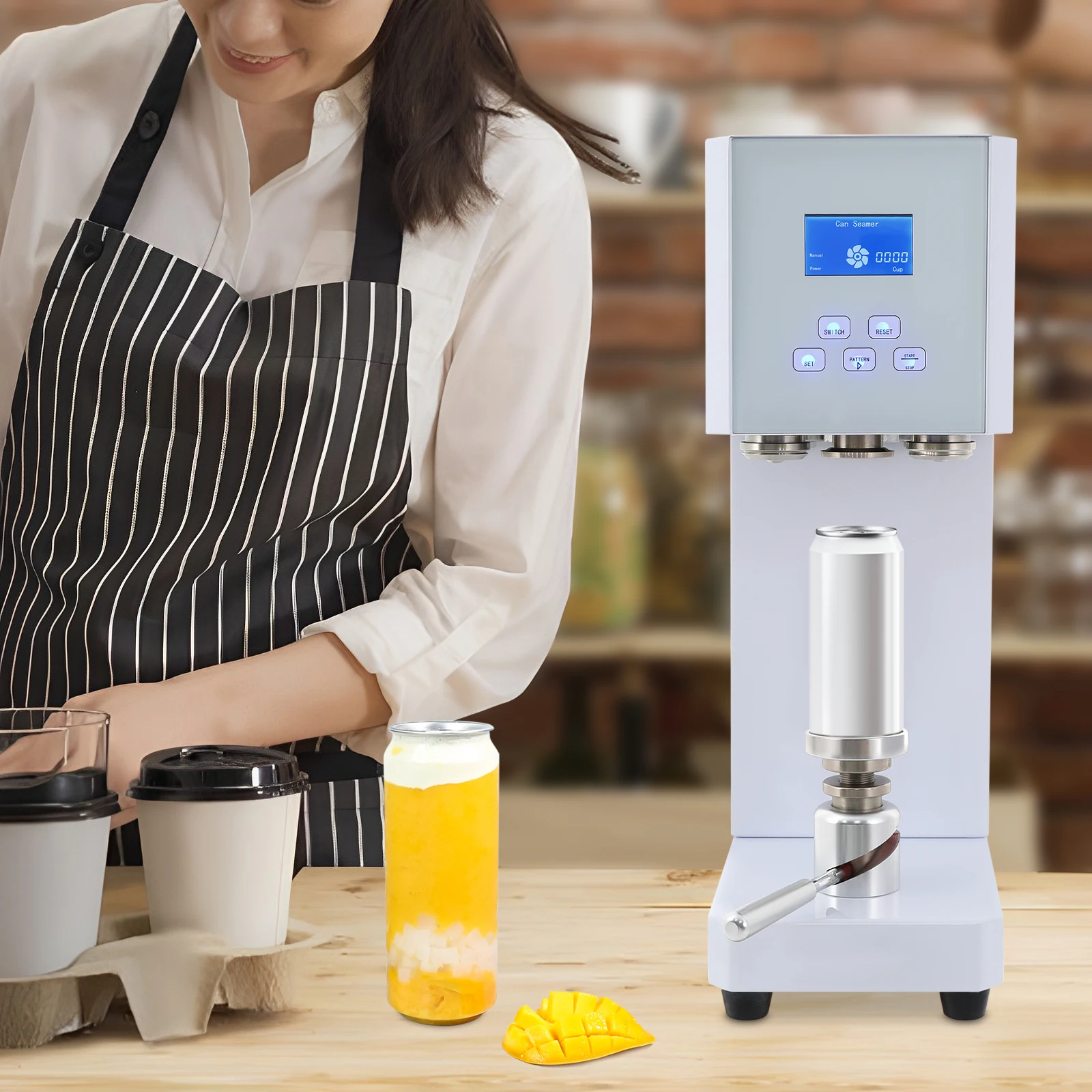370W Semi-Automatic Drink Can Sealer 5.5cm Milk Tea Beverage Sealing Machine