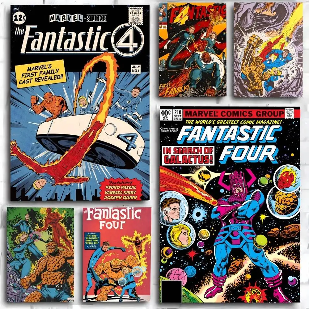 Superheld FANTASTISCHE VIERTEILIGE FAMILIE Retro-Comics-Poster, Kunstdruck im Anime-Stil, Heimdekoration, ideales Geschenk, perfekte Raumdekoration