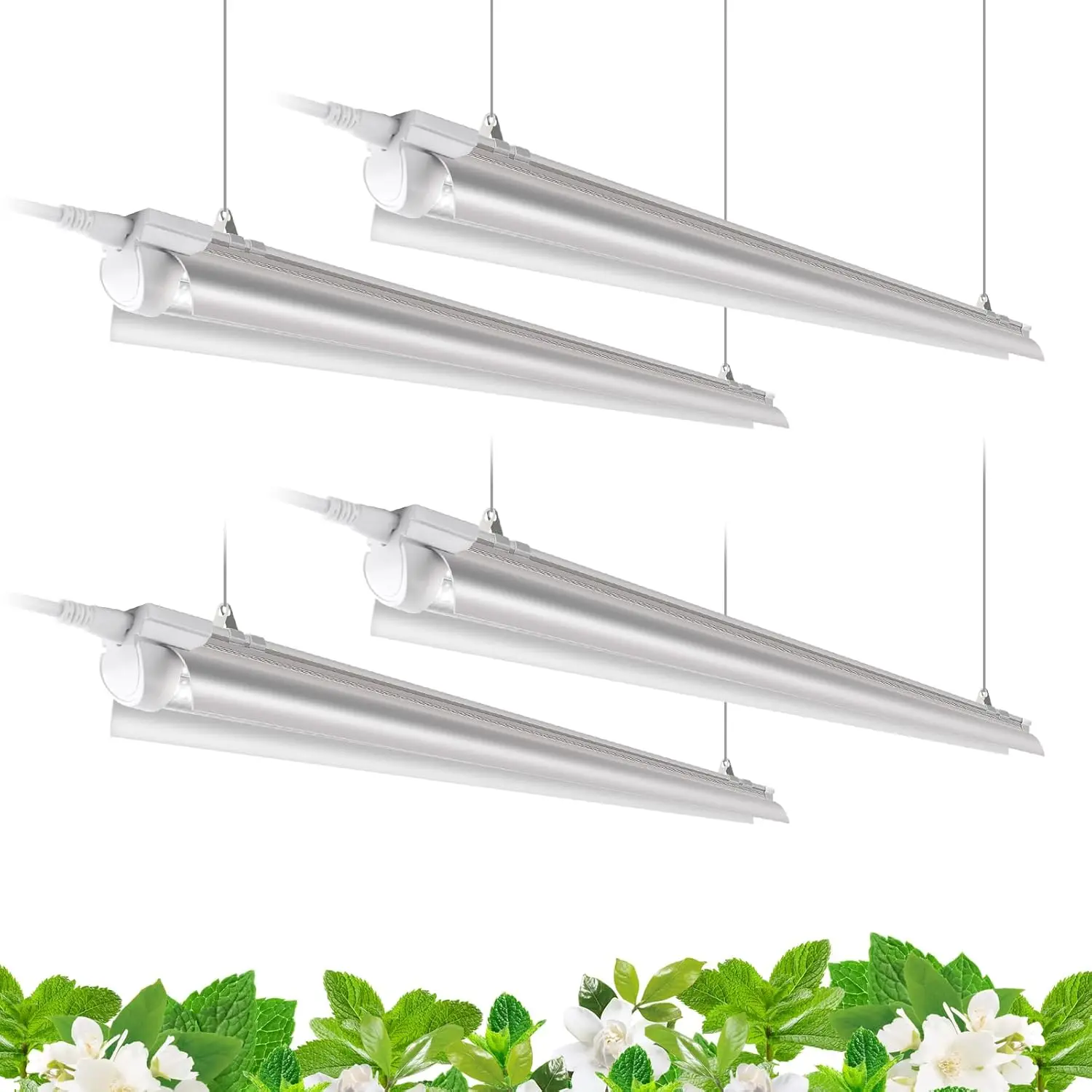 

4FT Full Spectrum LED Grow Lights for Indoor Plants, 168W V-Shape with Reflector, Linkable, Daylight White, 4 Packs