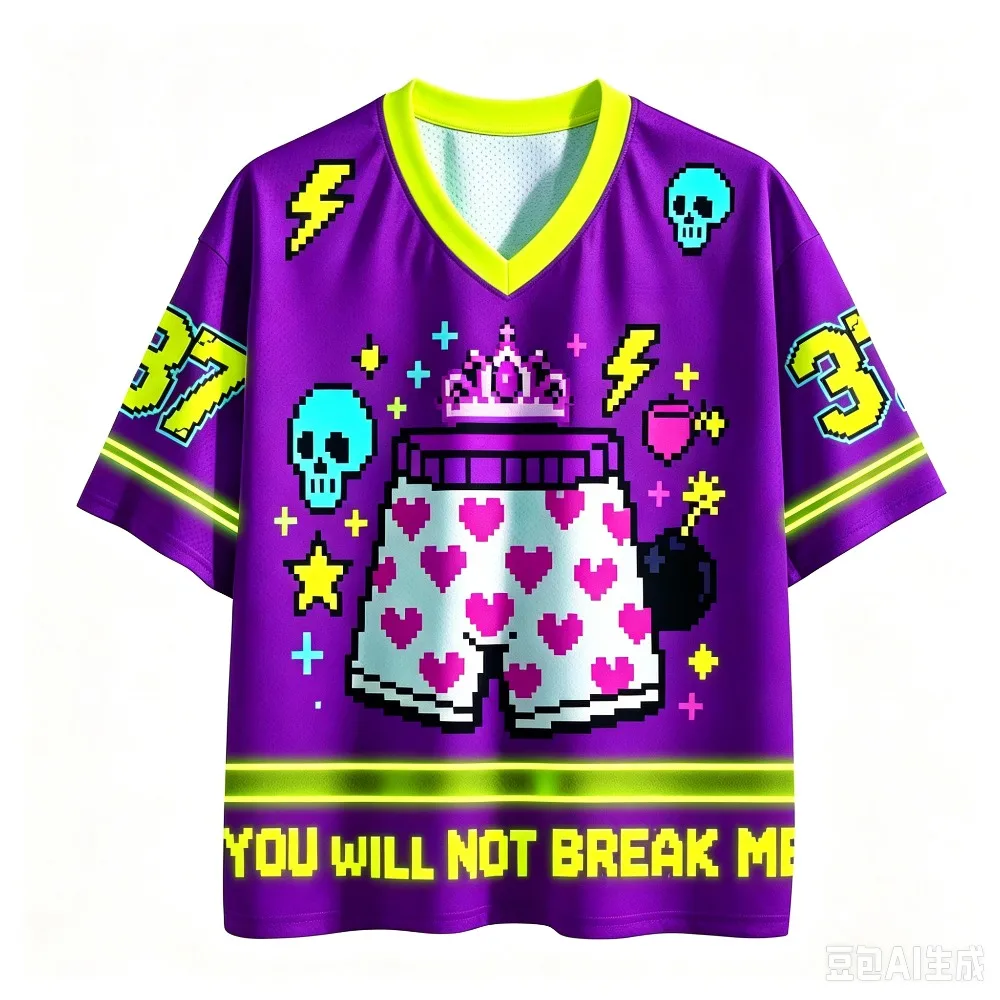 The Amusing Patterns Can't Defeat Me 3DPrint Quick-dry Sports MenWomenVneck LooseTshirt Fashionable Street Y2K Parental Clothing