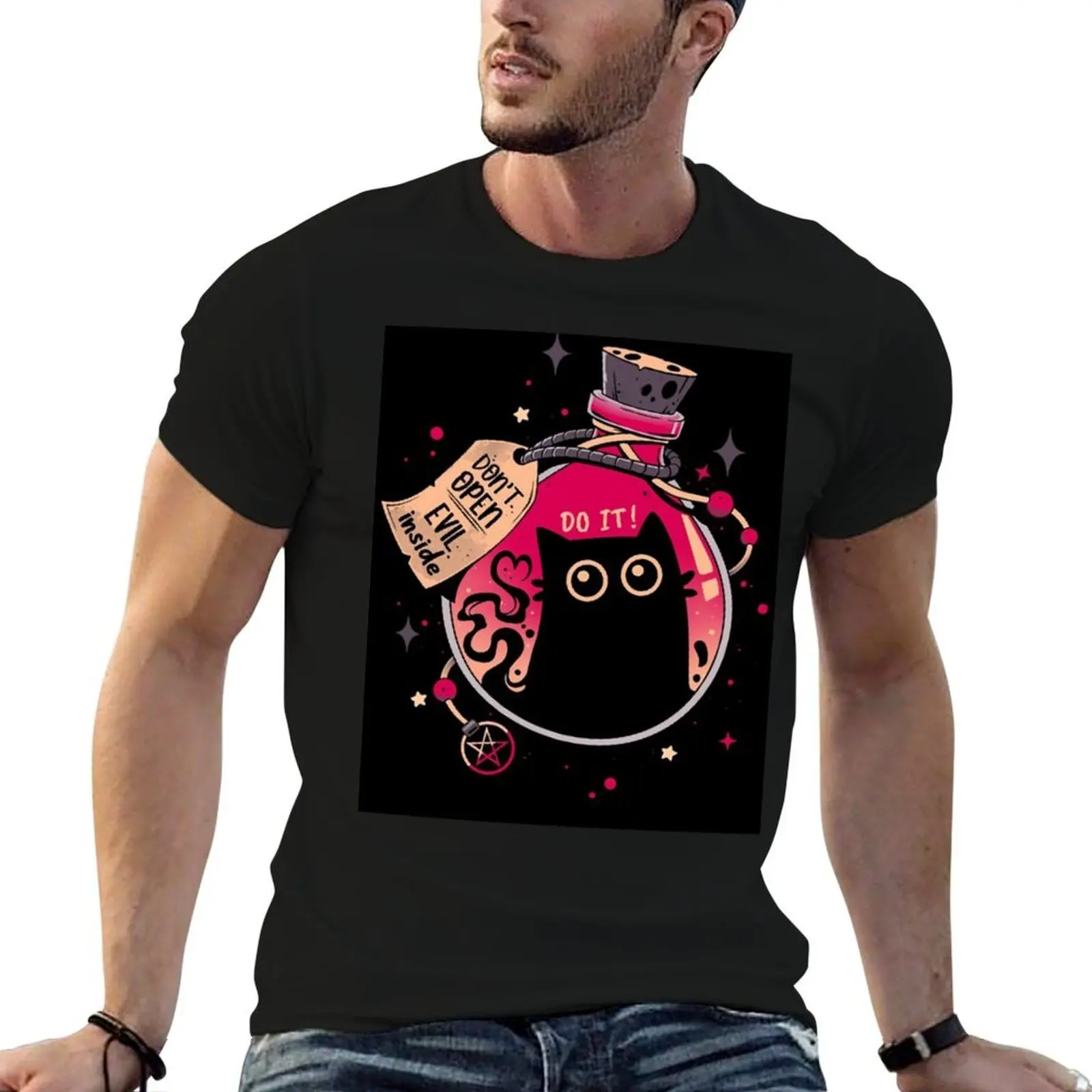 

Vintage Bottled Menace - Evil Black Cat 2025 T-Shirt t shirt for man 100 percent cotton man t shirt summer T-Shirt