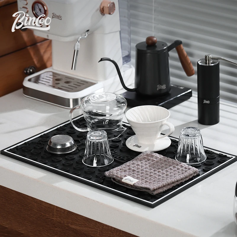 Bincoo Coffee Bar Storage Mat Water Filter Mat Italian Coffee Utensil Pressed Powder Cloth Powder Mat Thickeneded and Foldableable