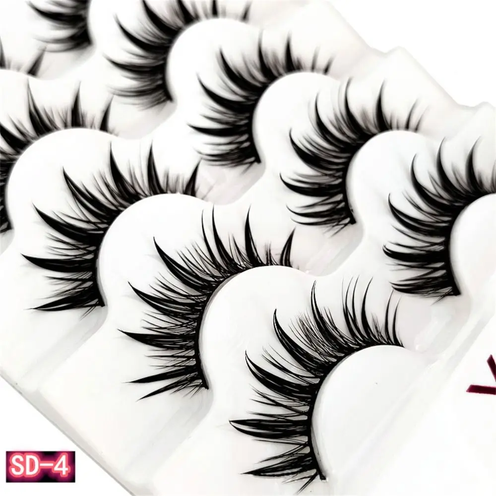 5 Pairs Wispy Fluffy False Eyelashes Thick Long Soft Band 3D Faux Mink Eyelashes Handmade Craft Thai Eyelashes Extension