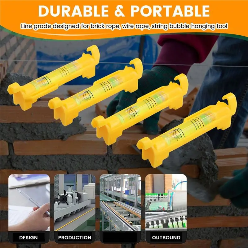 20Pcs String Level Hanging Line Bubble Levels For Leveling Surveying, Building Trades, Bricklaying, Etc. (Yellow)-AT36