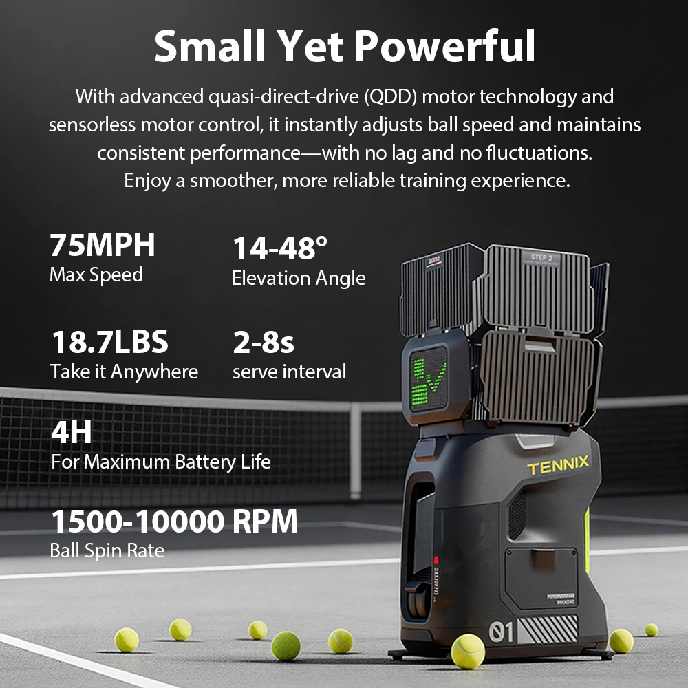 2026 New Design AI Tenniix Tennis Ball Shooting Machine Visual Tracking AI Coach Tennis Ball Laucher Tennis Robot view 6
