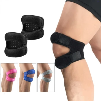 1PC Sport Knie Ondersteuning Dubbele Patella Riem Elastisch Bandage Sport Kniebeschermers Protector Band voetbal basketbal Open Kniebrace