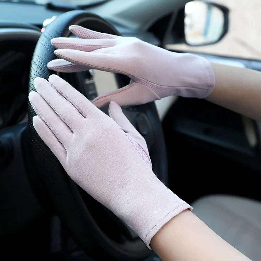 

Elegant Anti-UV Gloves Cotton Anti-slip Riding Gloves Outdoor Mittens Solid Color Women Driving Gloves Summer Sunscreen Gloves