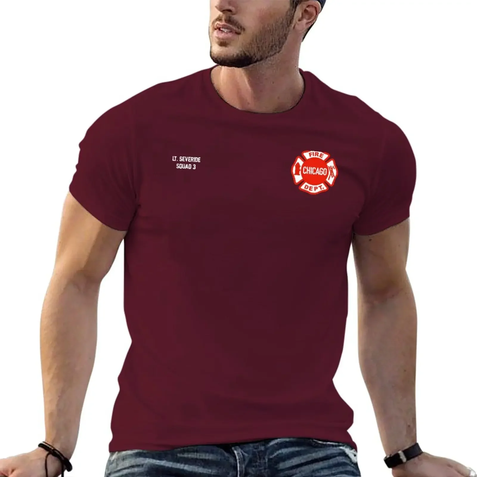 2024 aesthetic men t shirt CHICAGO FIRE - LT. SEVERIDE - SQUAD 3 T-shirt short sleeves pure cotton tops casual streetwear