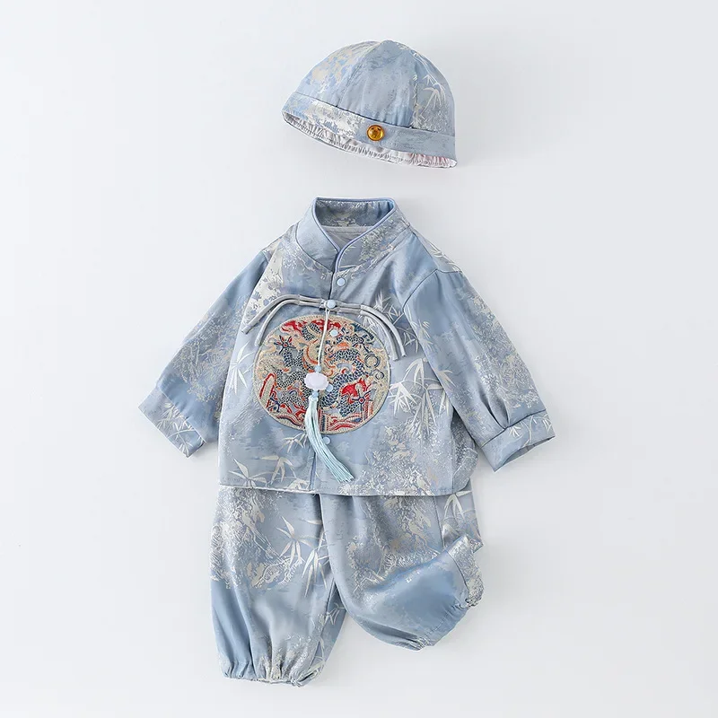 2024 جديد تانغ الصينية التقليدية زي لحديثي الولادة طفل الفتيان هدية عيد ميلاد الملابس عيد الميلاد طويلة الأكمام الأطفال تانغ دعوى