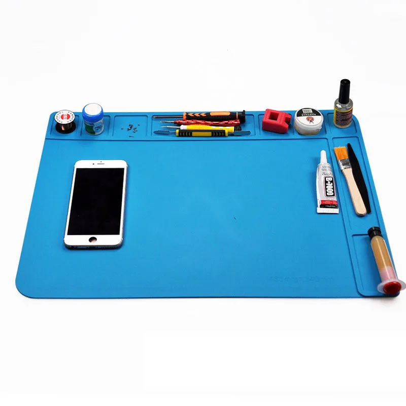 Big isolamento térmico Repair Pad, soldagem Work Station Mat, soldagem de silício, soldagem manutenção plataforma, azul, 480x340mm