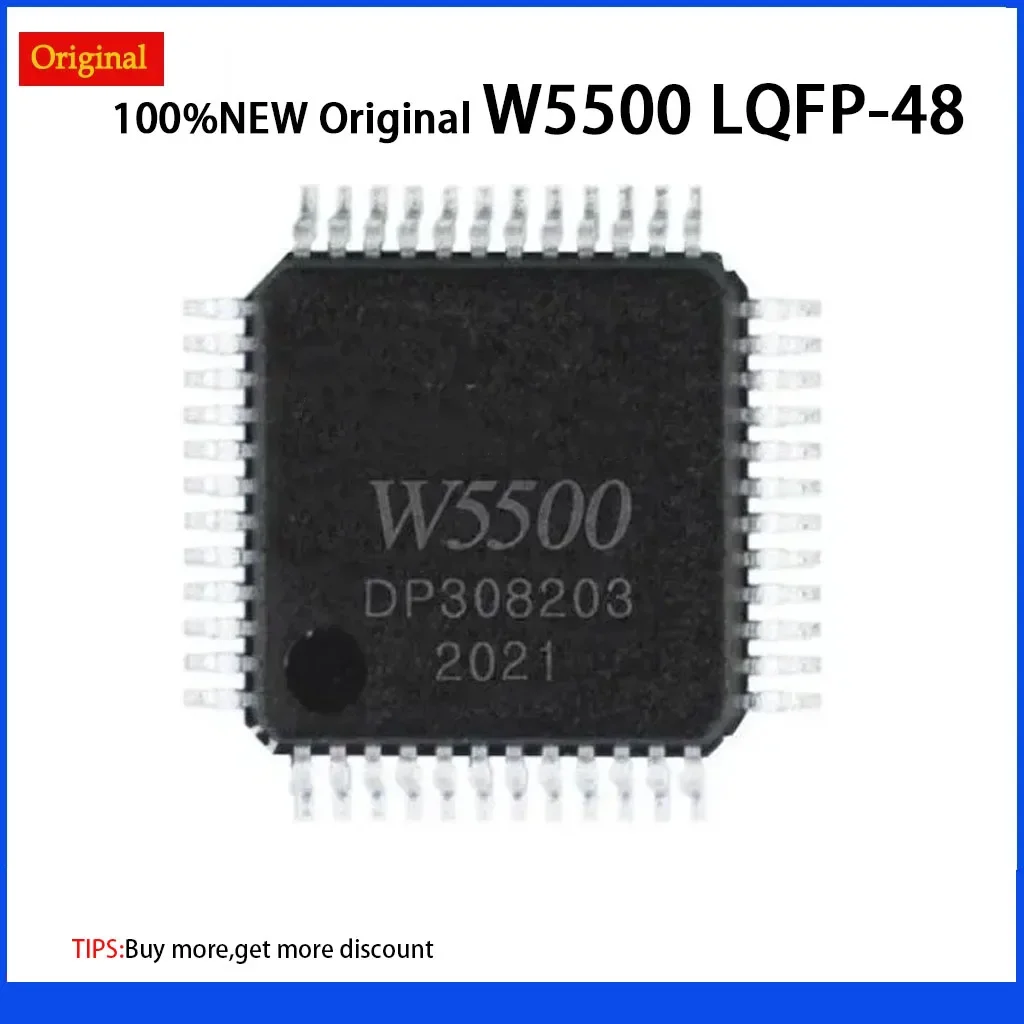 

1/5pcs W5500 LQFP-48 Ethernet ICs 3in1 Enet Controller TCP/IP +MAC+PHY Communication & Networking ICs