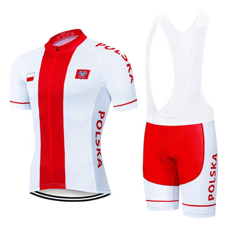 Poland Cycling Team Jersey Bib Set Bicycle Clothing MTB Road Bike Clothes Summer Shirt Men Sport Suit Bib Short Maillot Ciclismo