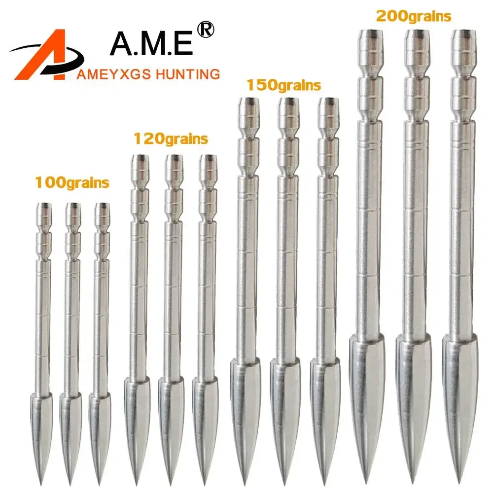 

50pcs Arrowheads 100/120/150/200 Grains for ID 4.2mm Arrow Shaft Point Carbon Steel Target Aroow Tip Broad Head Archery Hunting