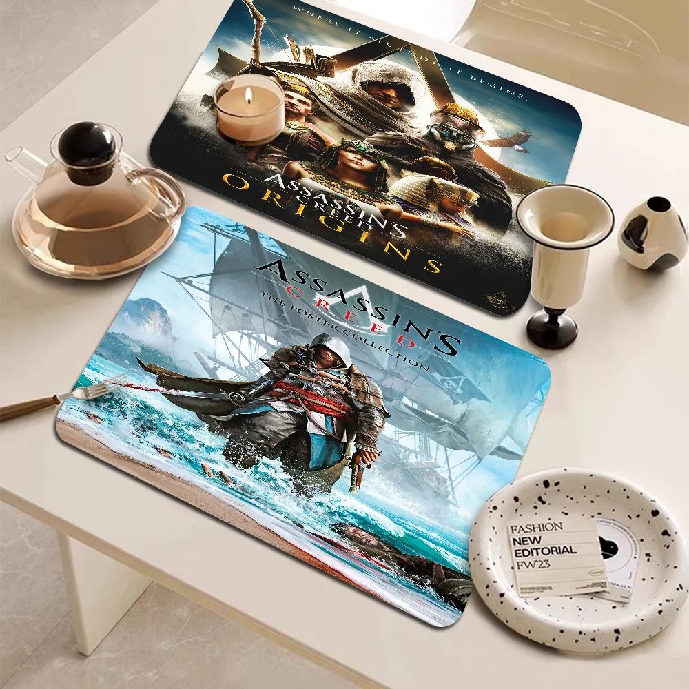 A-AssassinS C-Creed Game Kitchen Draining Mat Tableware Pad Coffee Dish Drying Mat Placemat Bathroom Kitchen Drain Pad