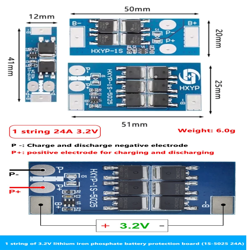 

Плата защиты литиевой батареи BMS 1S 12A 16A 24A 3,7 В LiFePO4 18650 4,2 В Напряжение зарядки/короткая цепь/предотвращение перезарядки