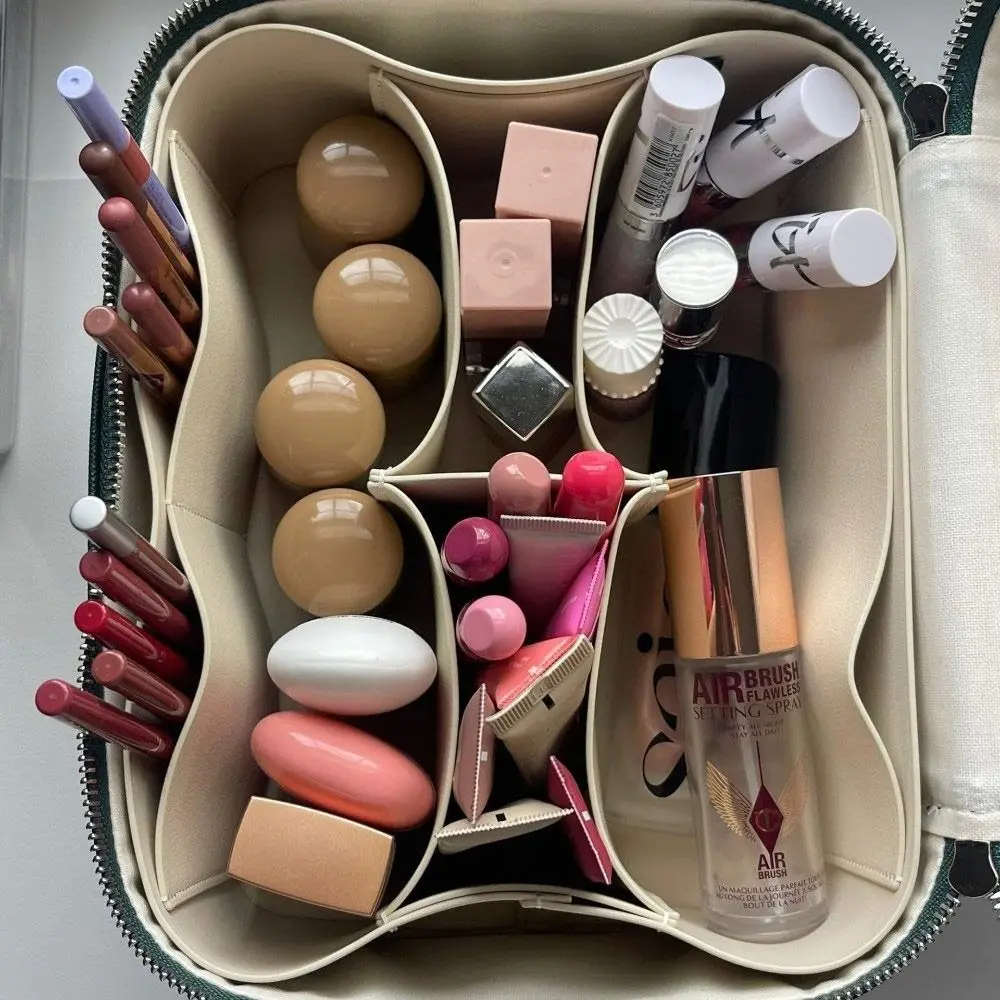 New PU Leather Makeup Bag Large Capacity Square Shape Toiletry Bag Removable Divider Waterproof Camera Storage Bag Travel