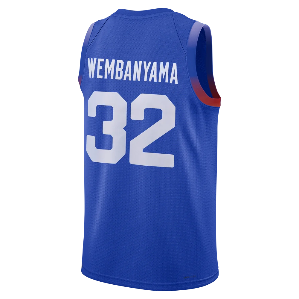 FRANCE 32 WEMBANYAMA Basketball Jersey Blue White Embroidery Outdoor Sportswear Hip Hop Culture Sweat Absorption Sewing