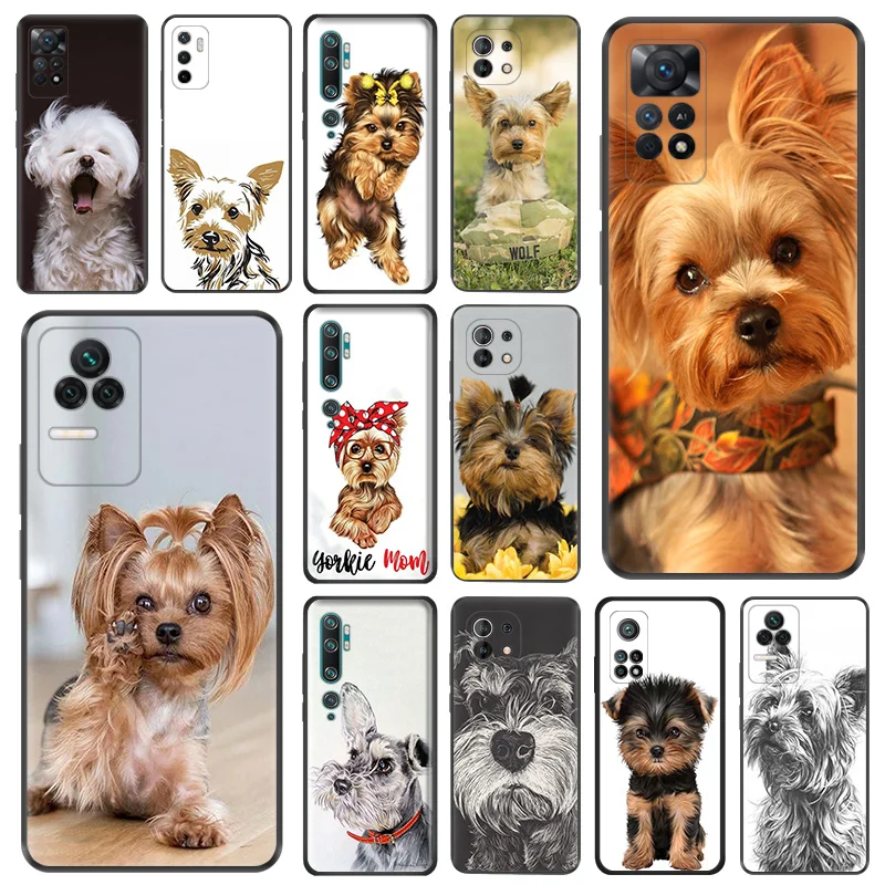 Black Matte Anti-Drop Phone Case For Xiaomi Mi 9 9T Yorkshire Terrier Dog Redmi Note 11 10 Pro 11s 10s 9s 9a 9c 10c 10a 9i Cover