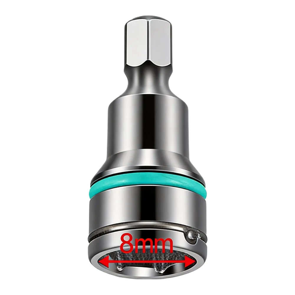 Reducer Sleeve Hex Socket Adapter for Nut Screwdriver with Magnetic Spring Retention and 1/4inch Hex Shank for Pneumatic Drills