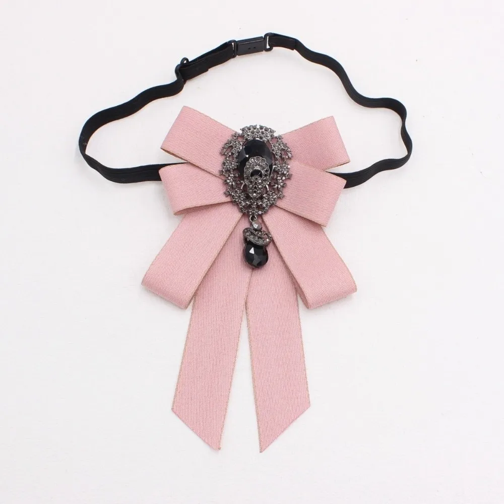 Nœud papillon en ruban de mode avec strass en cristal, broche en tissu artisanal pour hommes et femmes