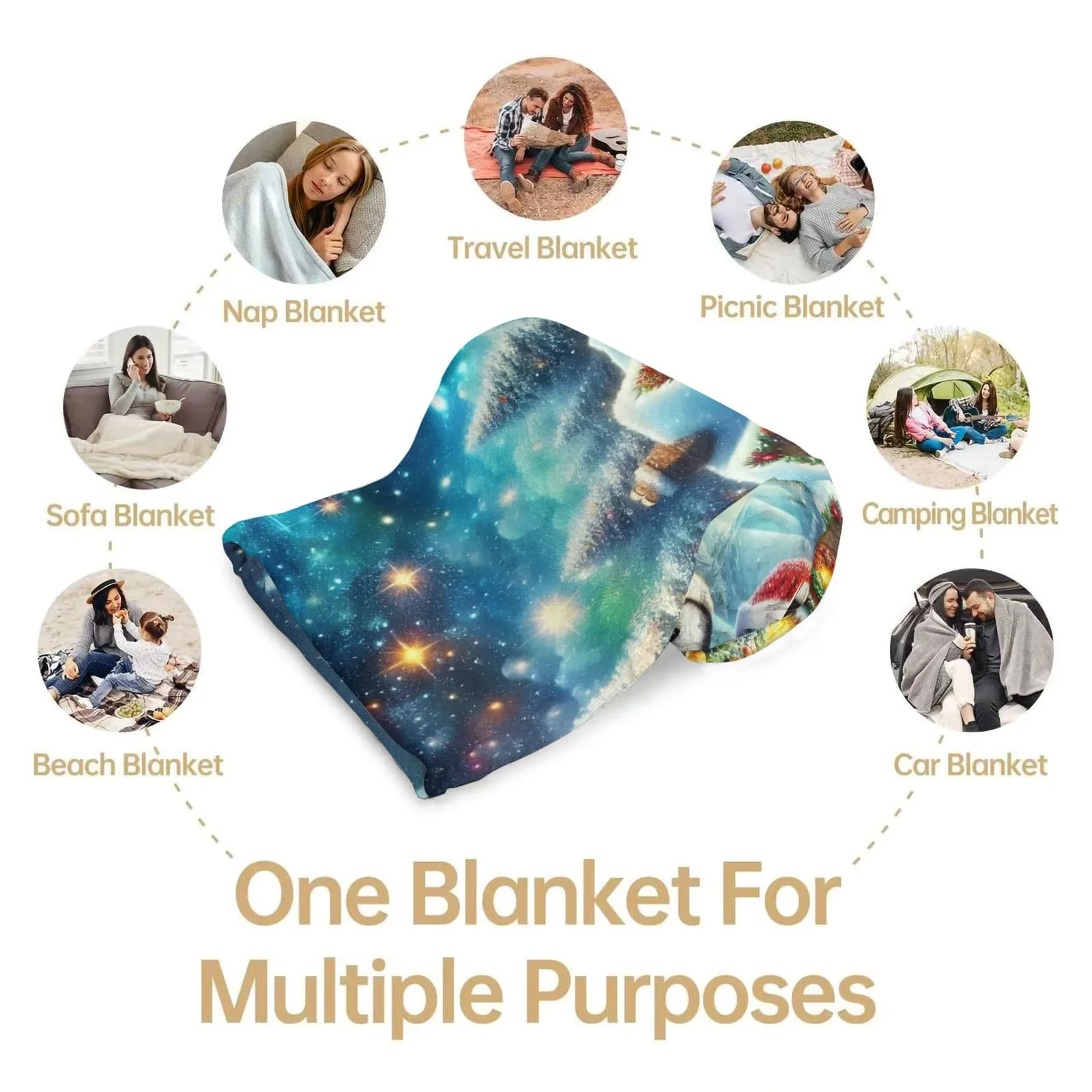 عيد الميلاد تاون البطريق بطانية ناعمة-1 قطعة شتاء احتفالي تحت عنوان رمي الصوف للأسرة أريكة ديكور المنزل الكبار الاطفال هدية دافئة