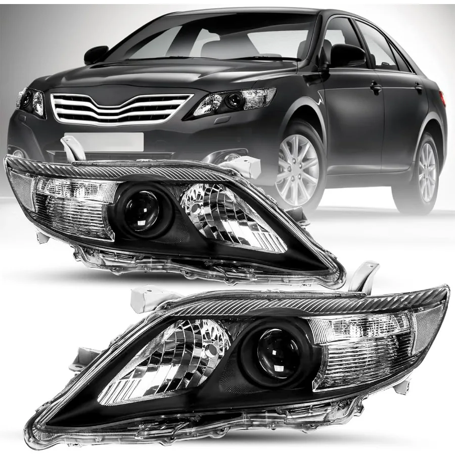 مجموعة مصابيح الهالوجين المصممة لـ 20102011 Camry SE LE XLE Hybrid Base Sedan 4Door USABuilt نماذج تتميز باللون الأسود فقط
