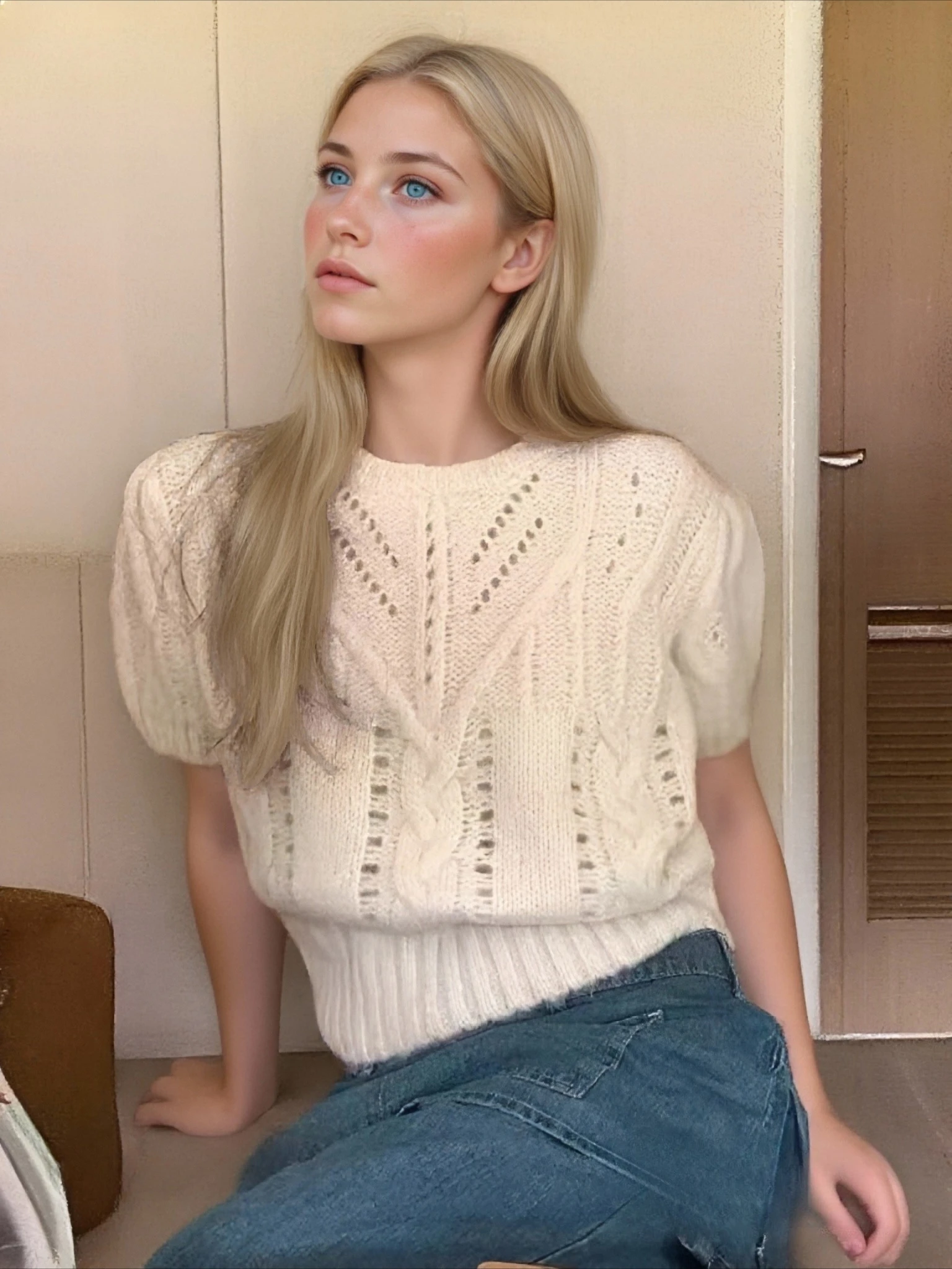 

Франция модные осенние новые женские топы вязаный пуловер в стиле ретро с вырезом и круглым вырезом с короткими рукавами вязаный свитер одежда