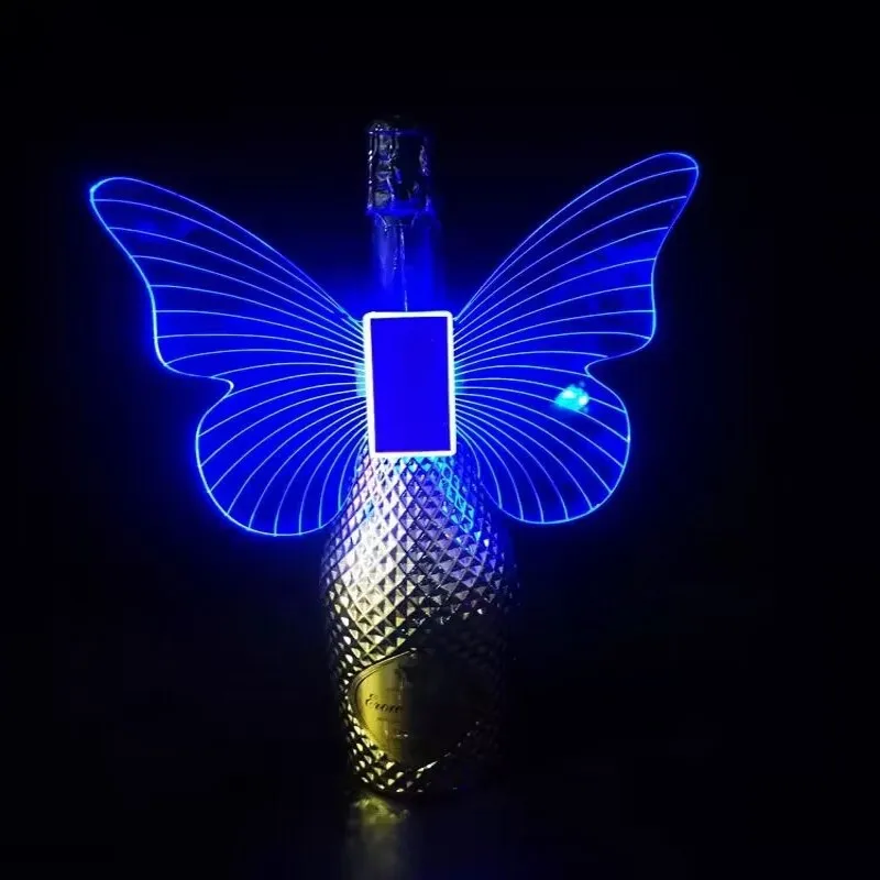 

LED Butterfly Wings Champagne Bottle Sparklers Light Rechargeable Angel Wings Glowing Wine Cap Service Strobe Baton Topper Light