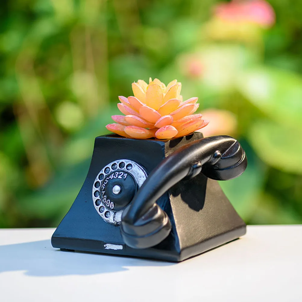 

1pc Telephone Flower Pot Decorative Planter Creative Succulent Pots Retro Style Home Office Garden imitation