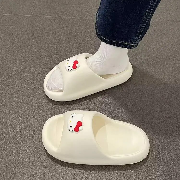 Chaussures d'extérieur coordonnantes à semelle optique pour femmes et enfants, pantoufles mignonnes pour la maison, vêtements Hello Kitty, chat KT de dessin animé, grande taille, nouveau