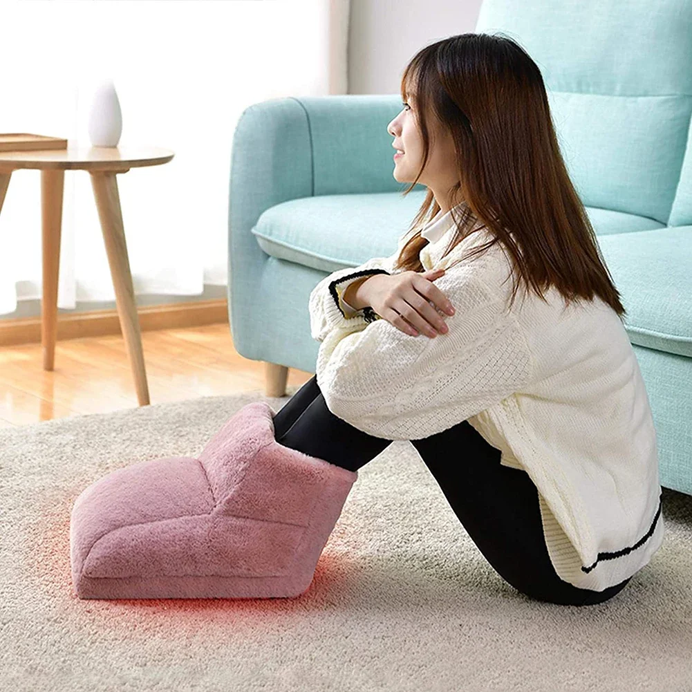 Electric Foot Warmer Foot Heating Pad USB Charging Double Feet Slippers Washable Foot Stove Detachable for Home Bedroom Sleeping