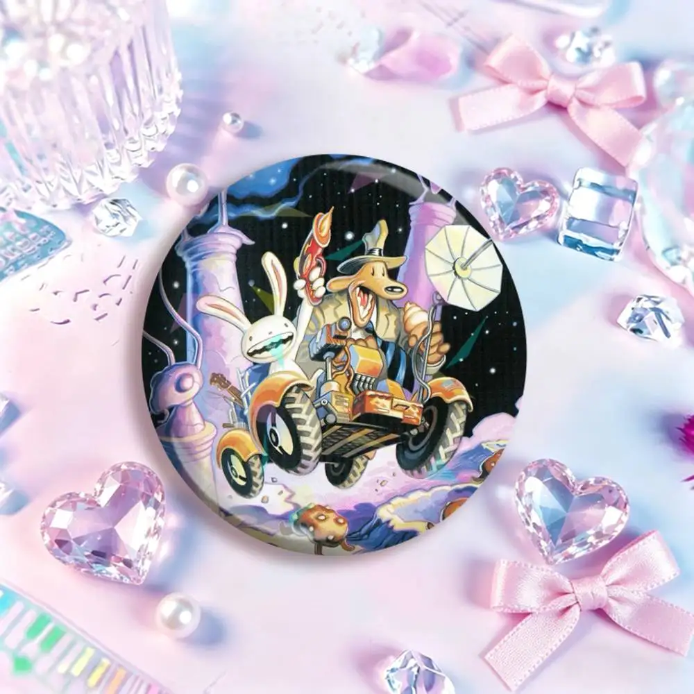 Game cute Bosco Sam Max  Laser Badge Creative Pins Brooch for Decor Gifts Fans Collect Easter decorations