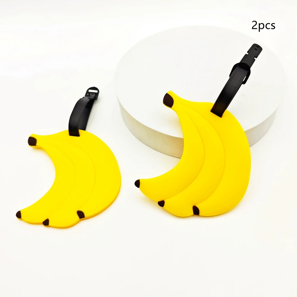 

2pcs cute banana luggage tag pendant for travel, airport luggage bag, anti loss tag, adult travel essential items for both men a