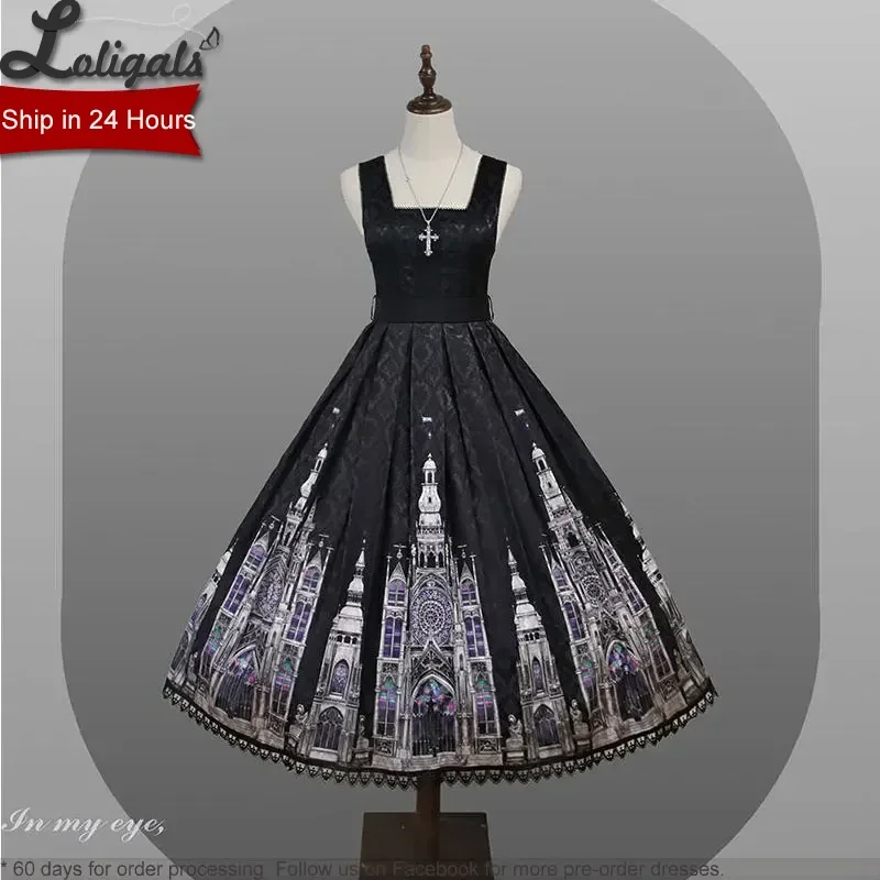 

Gothic Lolita JSK Dress Vintage Church Printed Sleeveless Midi Party Dress by Alice Girl